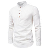 2025 New Men's Slim Fit Solid Color Dress Shirt - Long Sleeve Business Collar Half-Placket Casual Formal Top