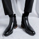 Pointed Toe Brown Black Color Comfortable Handmade High Quality Microfiber Leather Ankle Boots for Men