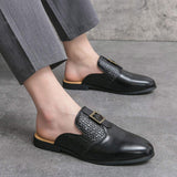 Summer Breathable Cool Fashion Slippers Pu Leather Dress Loafers Comfortable Men Casual Half Shoes