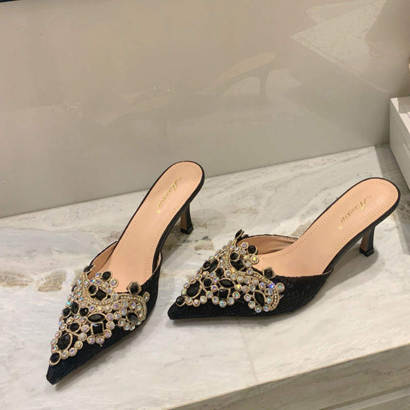 New Elegant High Heel Sandals, Chic Kitten Mules Slippers