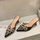 New Elegant High Heel Sandals, Chic Kitten Mules Slippers