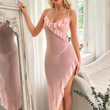 New Style Multi-Color Sexy Mesh Perspective Pajamas Erotic Cami Nightdress Women's Loungewear