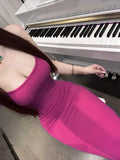 Low Cut Cami Dress Classic stretch Empire Waist Dress Slim-fit Fishtail Skirt