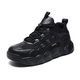 High Top Synthetic Leather Athletic Shoes with Chunky Wave Outsole for Running Gym Training Sneakers