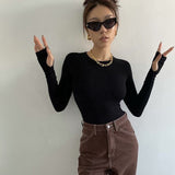 Round Neck Pullover Bodysuit Slim-fit One-piece T-shirt Best Sale Crotch Top
