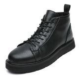 Classic Design Hot Selling Ankle High Genuine Leather Boots Comfortable Lace up Cowhide Ankle Black Leather Boots for Men