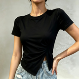 Irregular T-shirt Women's 2025 Summer New Korean-style Tight High Waist T-shirt Women's T-shirts