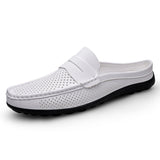 Breathable Lightweight Summer Outdoor Comfortable Walking Shoes Classic White Color Durable Men Casual Half Loafer Shoes