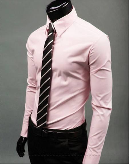 2026 Solid Color Long Sleeve Dress Shirts for Office Men, Classic Fashion Popular Men's Shirts