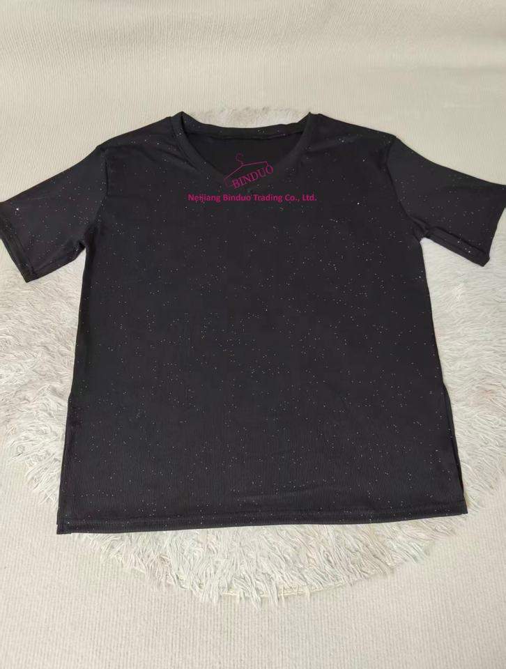 2XL 3XL 4XL Plus Size Design Slit V-neck Short-sleeved T-shirt Women's 2025 Summer New Loose Slimming Women's Top
