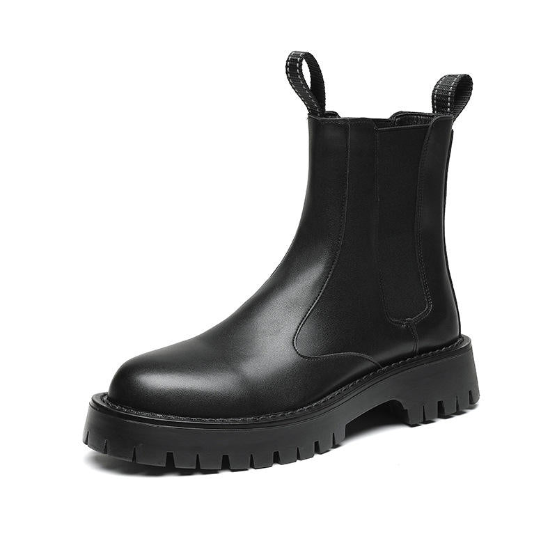 Versatile British Style High Top White Color Chelsea Chimney Boots Winter PU Leather Working Boots for Men