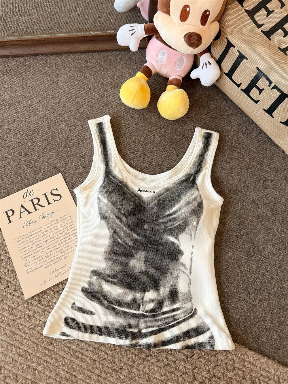 American Style Hot Girl Contrast Color Printed Camisole Women's Summer New Slim - fit Short Top - Zeprah