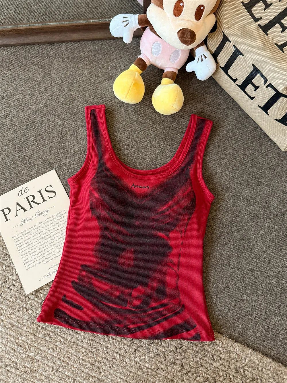 American Style Hot Girl Contrast Color Printed Camisole Women's Summer New Slim - fit Short Top - Zeprah