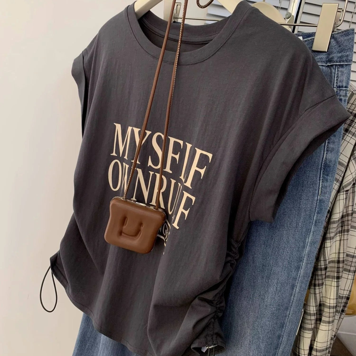 American Vintage Short - sleeved T-shirt Women's Summer Casual Graphic Tee Versatile T-shirt - Zeprah