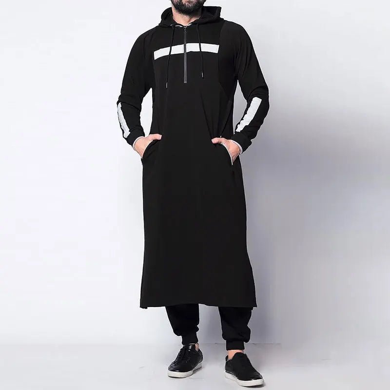 Arabic Men's Traditional Muslim Abaya Middle East Islamic Hooded Thobe Robe for Spring - Zeprah