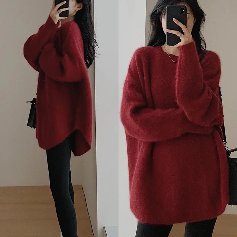 Autumn and Winter Women's Long Korean Style Anti - Pilling Soft Round - Neck Knitwear - Zeprah