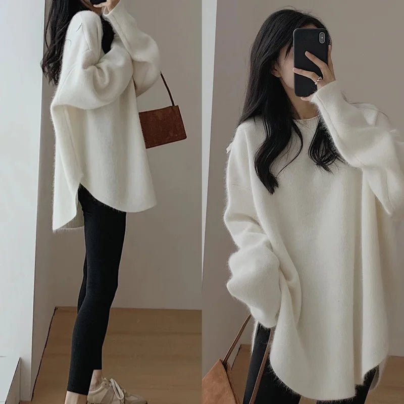 Autumn and Winter Women's Long Korean Style Anti - Pilling Soft Round - Neck Knitwear - Zeprah