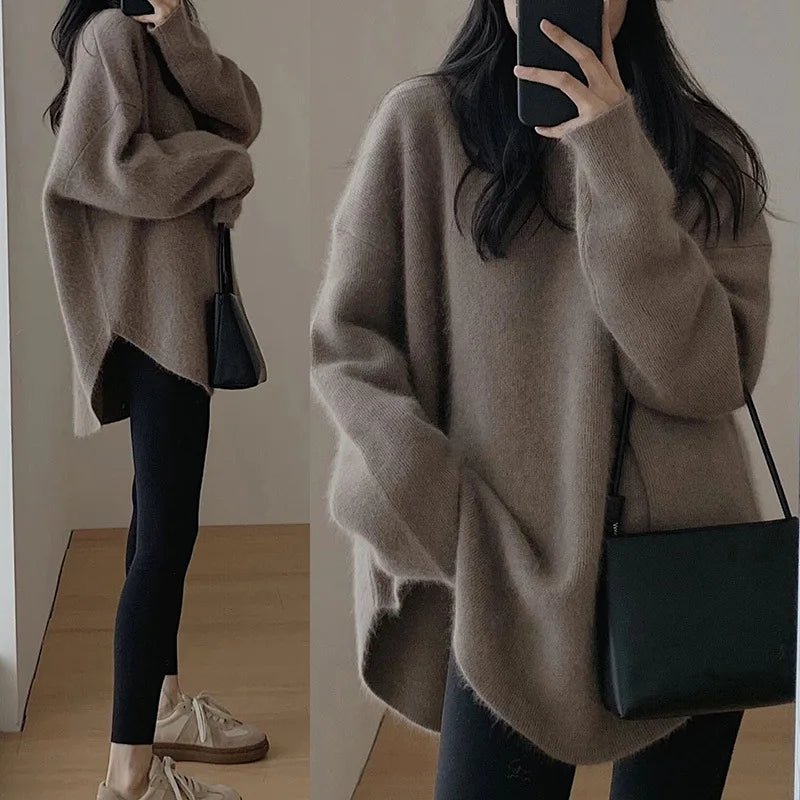Autumn and Winter Women's Long Korean Style Anti - Pilling Soft Round - Neck Knitwear - Zeprah
