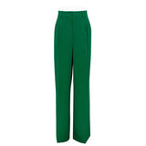 Autumn Casual Trousers for Women Loose Leg Office Lady Suit Pants with Elastic Waist Crocheted Leopard Pattern - Zeprah