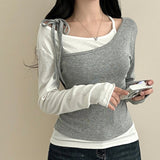 Autumn New Women's Color Block Knitted T-Shirt | Slim Fit Modal Cotton Long Sleeve Pullover Casual Top Anti - Wrinkle - Zeprah