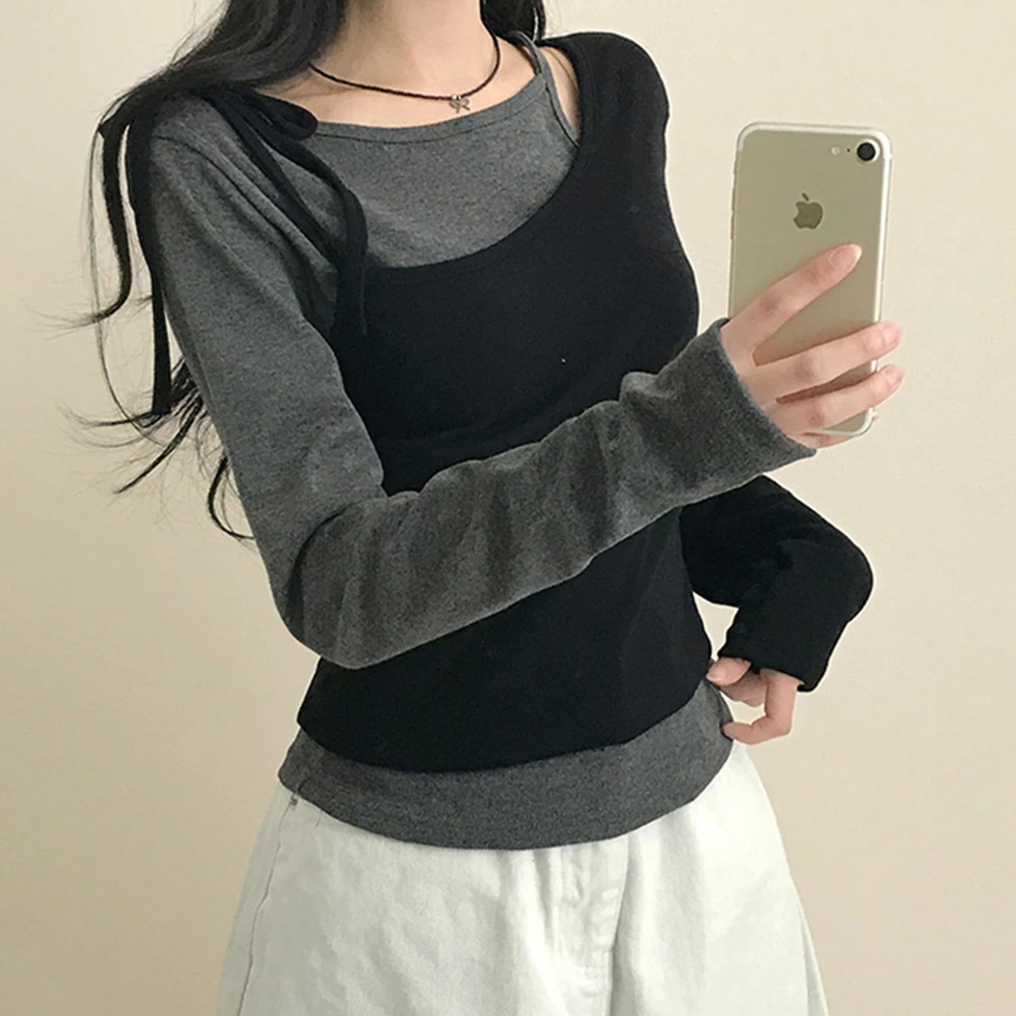Autumn New Women's Color Block Knitted T-Shirt | Slim Fit Modal Cotton Long Sleeve Pullover Casual Top Anti - Wrinkle - Zeprah