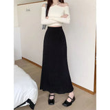 Autumn New Women's High Waist Ruffled A - Line Mermaid Hem Maxi Skirt Lazy Style Casual Slim - Fit Long Skirt for Wholesale - Zeprah