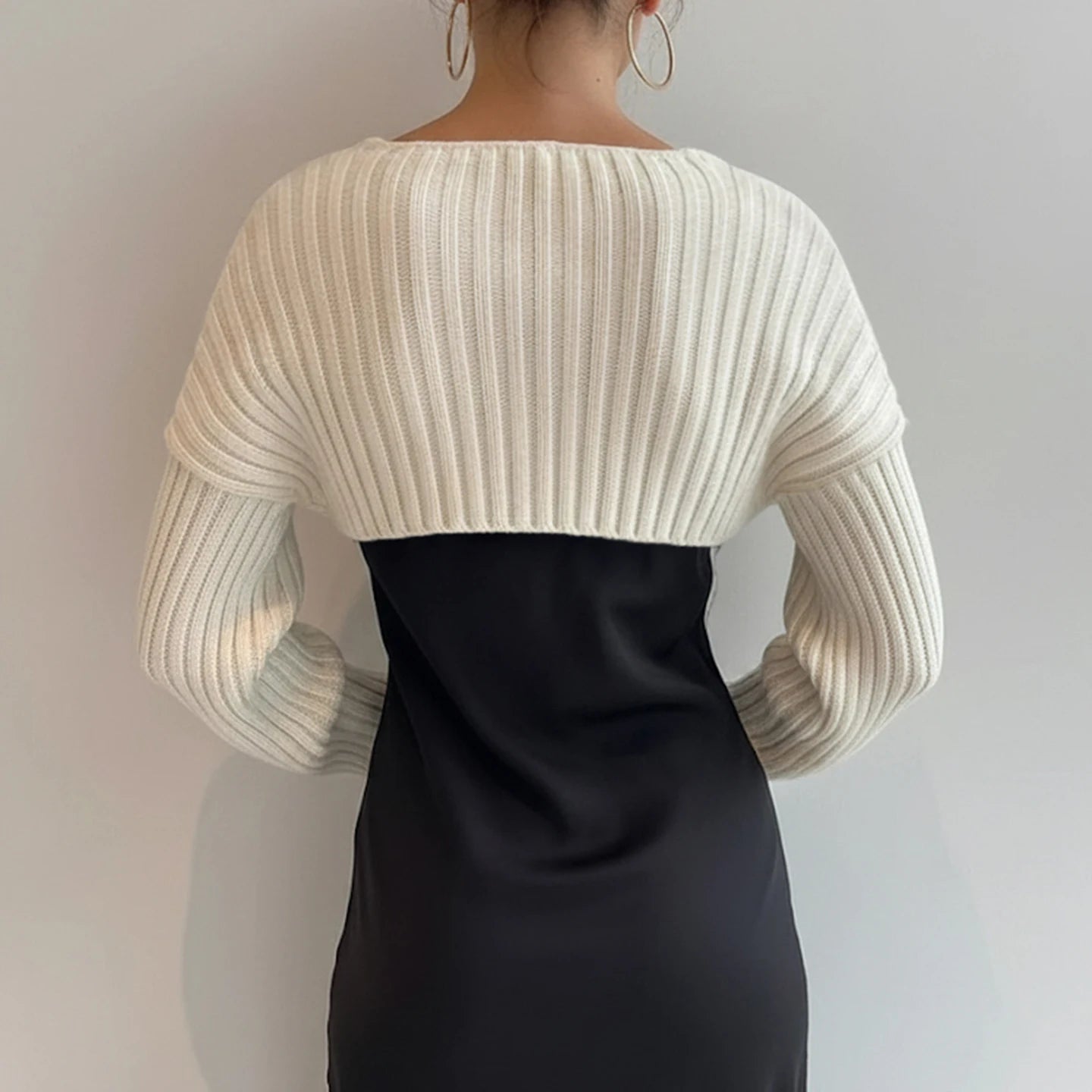 Autumn Winter Hot White Short Cropped Sweater Oversized Open Front Shirt/Blouse Women Sophisticated Minimalist - Zeprah