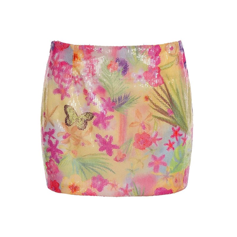 Autumn Women's Floral Sequin Lace Wrap Skirt Dropped Waist Bodycon Mini Sexy Anti - Wrinkle Quick Dry Cute & Chic A - Line - Zeprah