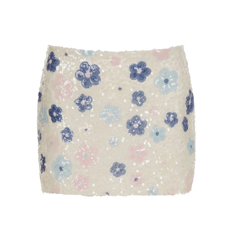 Autumn Women's Floral Sequin Lace Wrap Skirt Dropped Waist Bodycon Mini Sexy Anti - Wrinkle Quick Dry Cute & Chic A - Line - Zeprah