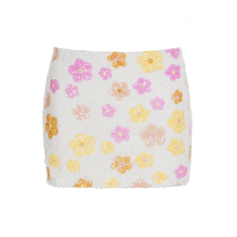 Autumn Women's Floral Sequin Lace Wrap Skirt Dropped Waist Bodycon Mini Sexy Anti - Wrinkle Quick Dry Cute & Chic A - Line - Zeprah