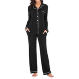 Autumn Women's Satin Casual Pajama Set with Elastic Waist Long Sleeves Full Length Breathable - Zeprah