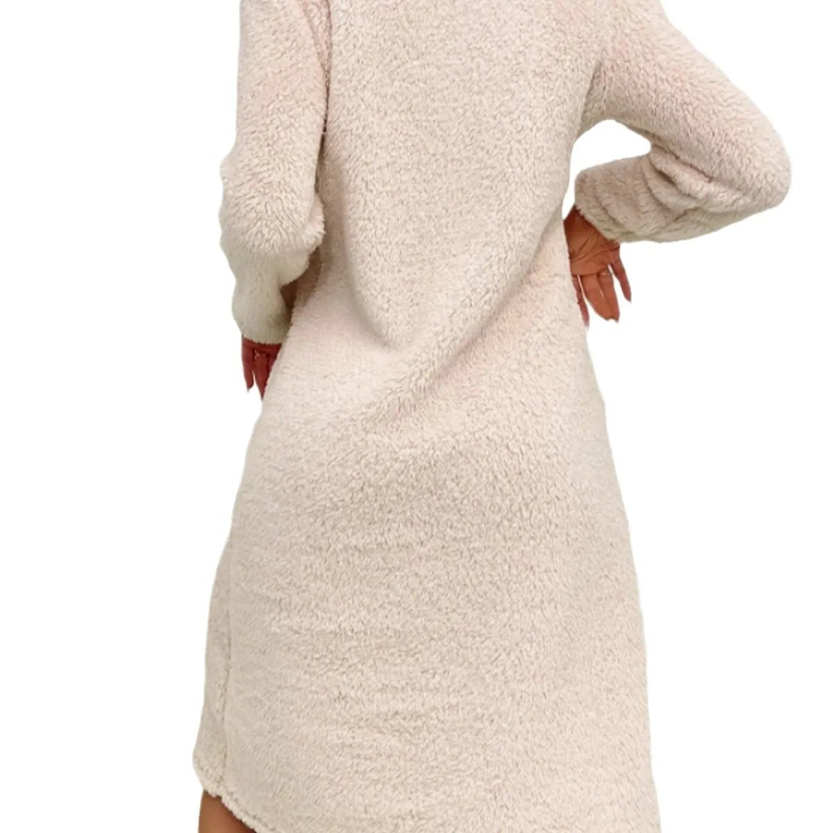 Autumn/Winter Casual Pink Heart Flannel Long Sleeve Nightgown Pullover Mid - Length Loungewear - Zeprah