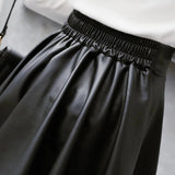 Autumn/Winter New Women's Korean - Style PU Leather Skirt High - Waist Slimming Fashionable A - line Skirt - Zeprah