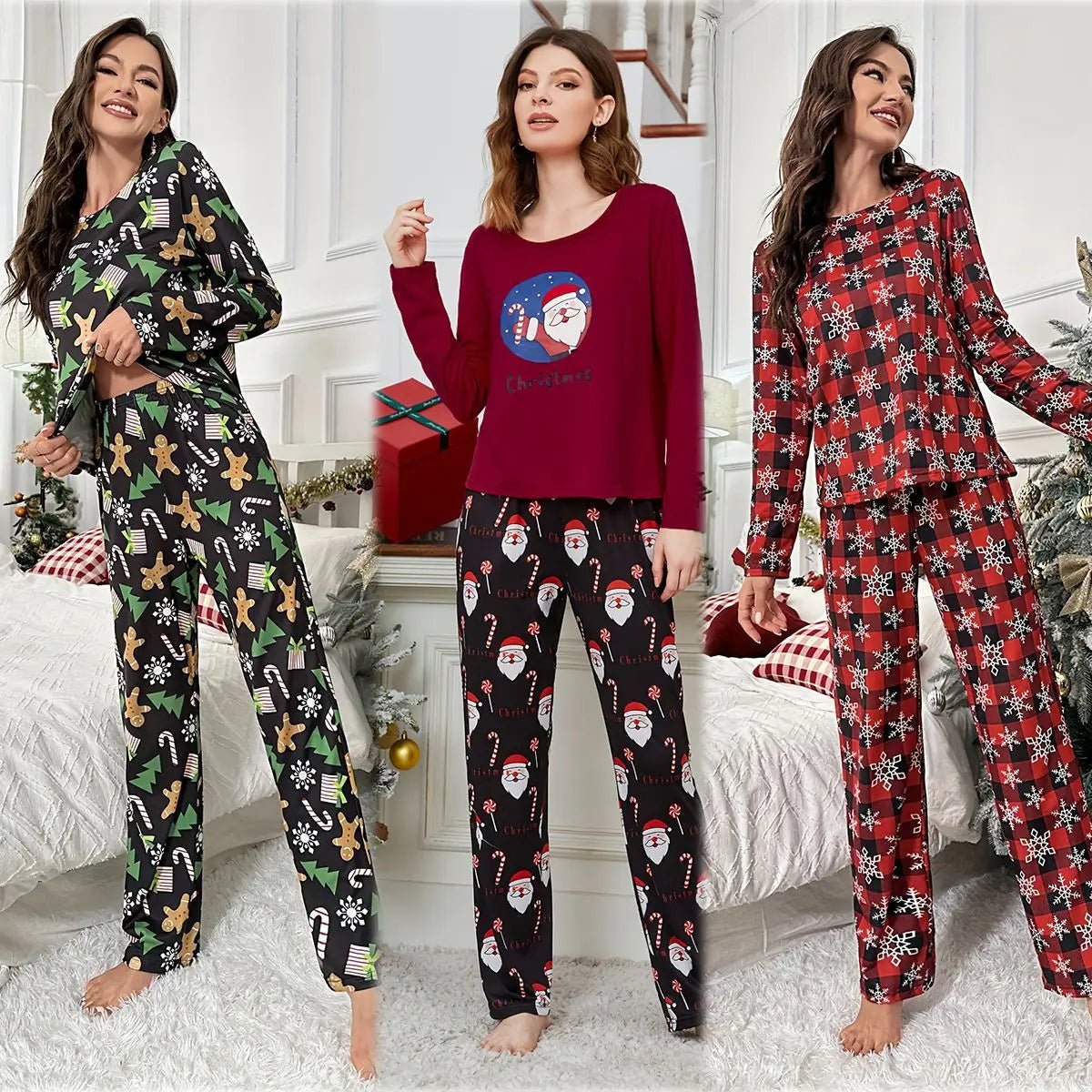 Autumn/Winter Women's Loungewear Milk Silk Long - Sleeve Satin Pajamas Breathable Solid Pattern Front - Zeprah