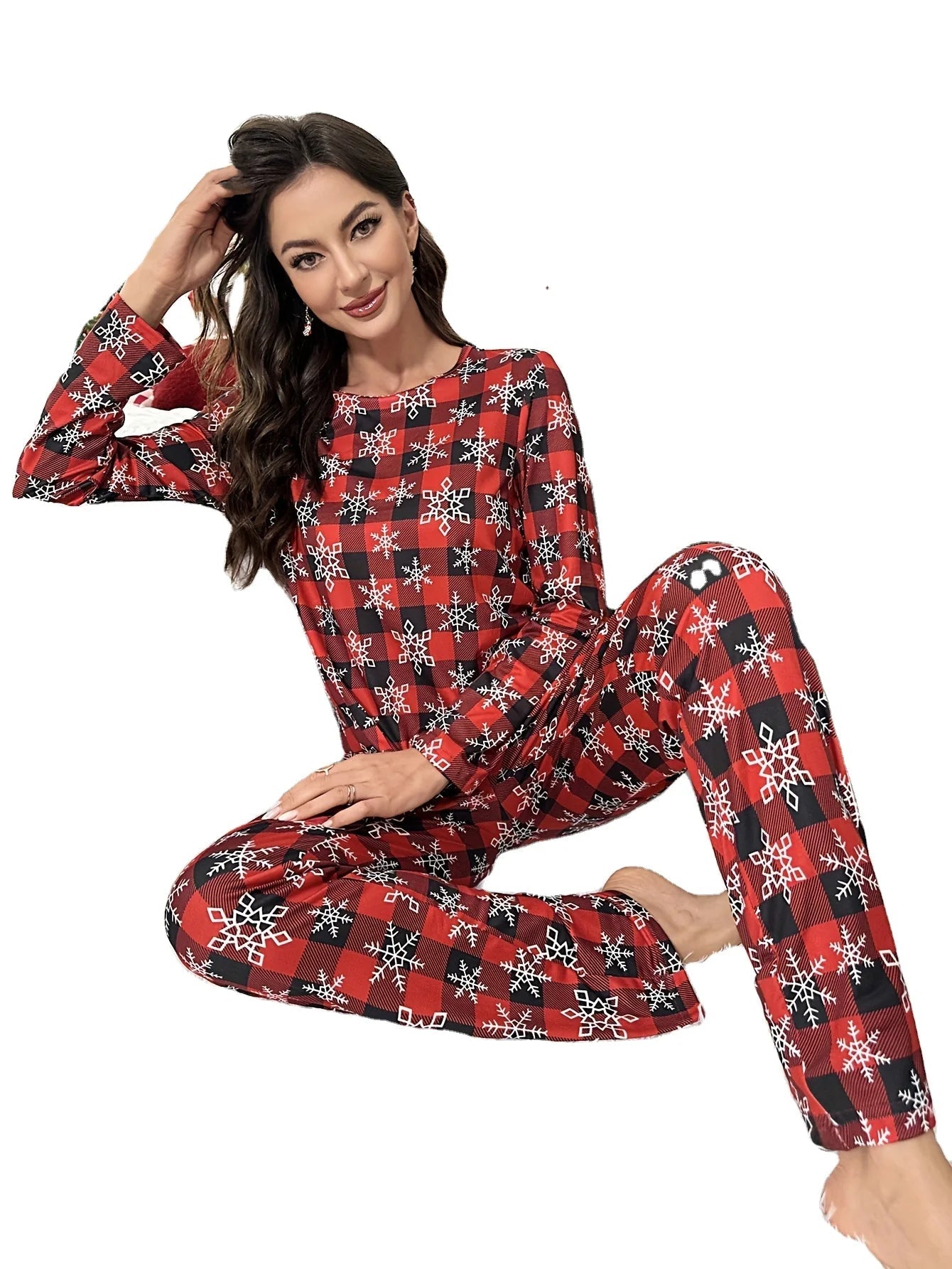 Autumn/Winter Women's Loungewear Milk Silk Long - Sleeve Satin Pajamas Breathable Solid Pattern Front - Zeprah