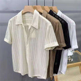 2026 New Arrival Mens Sheer Mesh Short Sleeve Shirt Hollow Out See Through Lapel Fashion Breathable Transparent Shirts