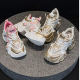 Pink Trendy Chaussures Femmes Thick Sole Running Shoe Chunky Platform Wedges Sneakers for Ladies