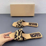 New Women's Summer Leopard Flat Sandals - Stylish Slip-on Chaussure Femme