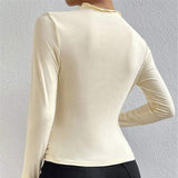 Solid Ruching Long Sleeve Base Shirt Best Sale Long-sleeved Top Slim-fit Base Top