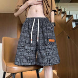 2025 New Full Print Casual American Style Retro Men's Shorts Trendy Cool Straight Shorts