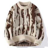 New Men Crew Neck Color Woven Long Sleeve Sweater Warm Casual Knit Pullover Fall Winter