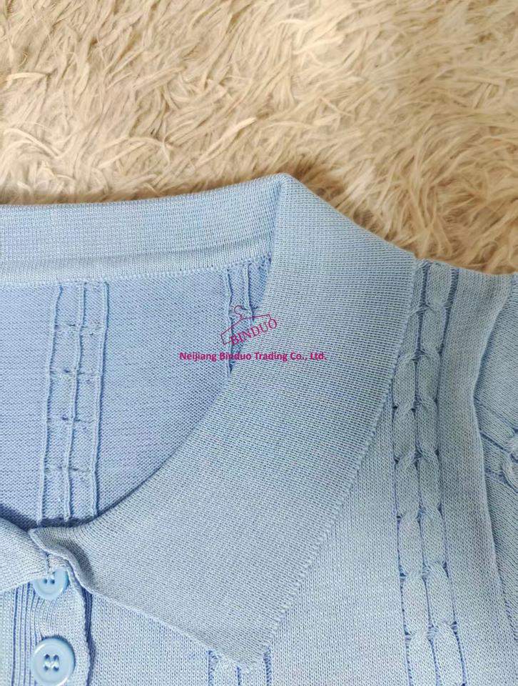 simple Short Sleeve T-shirt Knitted Tops for Women Bow Embroidery Short-sleeved Knitwear