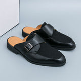 Monk Strap Casual Summer Half Loafers Classic Daily Comfortable Sandals for Men Mules Durable Slippers