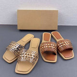 Elegant Gold Diamond Women's Flat Sandals - New Design from Top Chinese Shoe Vendor
