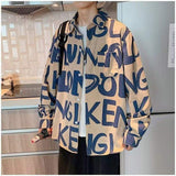 Men's Corduroy Long Sleeve Shirt Trendy High Street Loose All Over Print Blouse Hong Kong Style Couple Casual Shirt