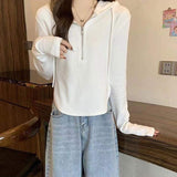 Hooded Long Sleeve Base Shirt Zipper Long-sleeved Top Casual Shirt