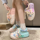 Pearl Round Toe Spring Comfortable Jogging Vulcanized Tenis Mujer Walking Shoes White Sneakers for Women