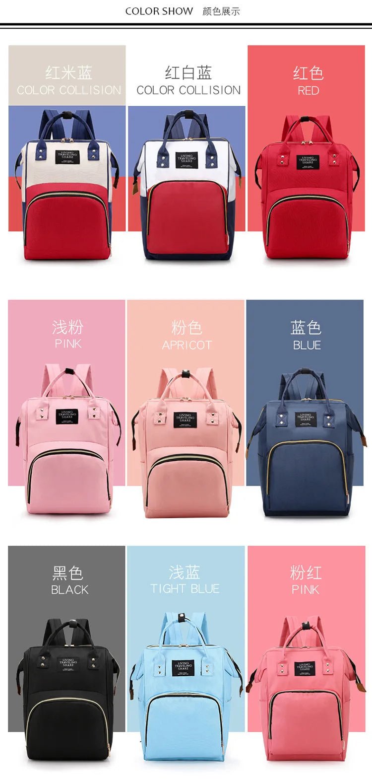 Baby Diaper Bag Large Capacity Travel Mummy Bag Diaper Backpack Baby Boy Diaper Bag for Mom Baby Care - Zeprah