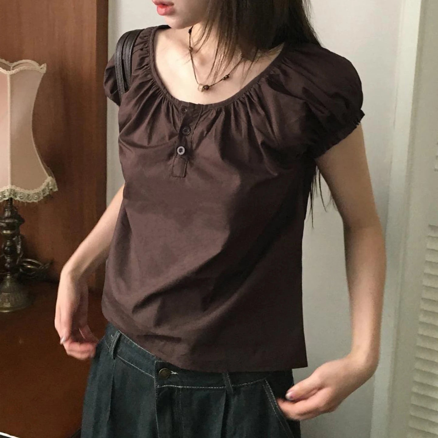Basic Crew Neck Regular Fit Breathable Eco - Friendly Summer Woven T-Shirt Pure Color Casual Flattering Short Sleeve Top - Zeprah