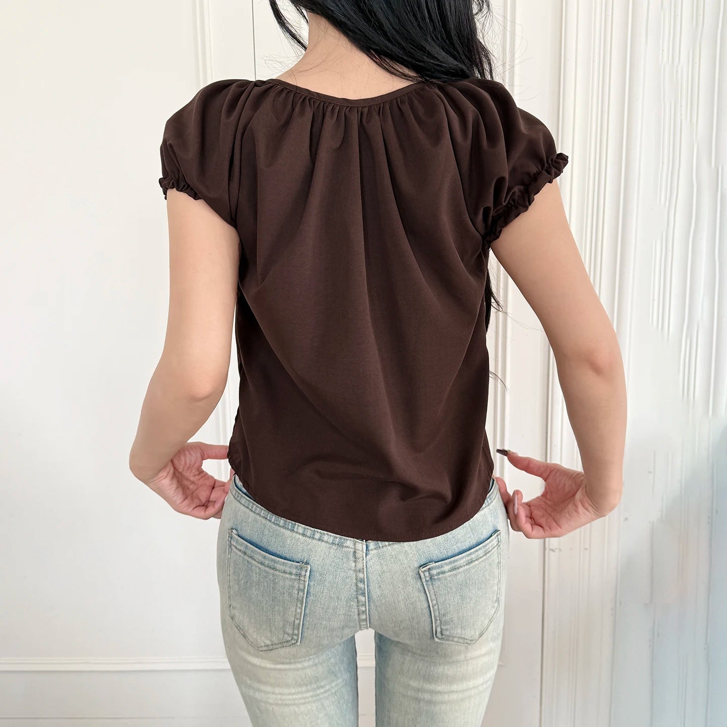 Basic Crew Neck Regular Fit Breathable Eco - Friendly Summer Woven T-Shirt Pure Color Casual Flattering Short Sleeve Top - Zeprah